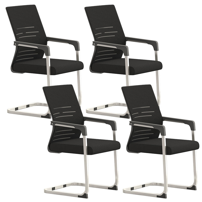 Modern Fixed Arms Office Chair No Wheels Ergonomic Gaming Chair Black 4 Piece Set Clearhalo 'furn' 'furn_office_chair' 'Furniture' 'Office Chairs' 'Office Furniture' 'office_chair' 5801619