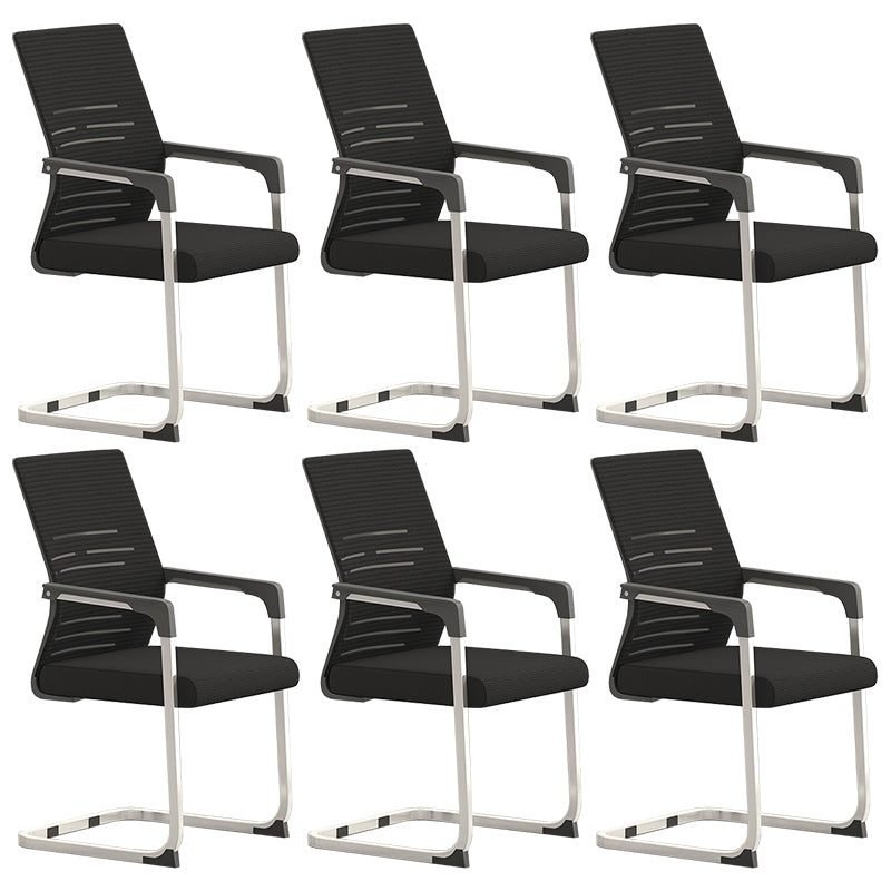 Modern Fixed Arms Office Chair No Wheels Ergonomic Gaming Chair Black 6 Piece Set Clearhalo 'furn' 'furn_office_chair' 'Furniture' 'Office Chairs' 'Office Furniture' 'office_chair' 5801621