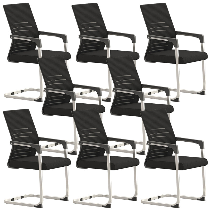 Modern Fixed Arms Office Chair No Wheels Ergonomic Gaming Chair Black 8 Piece Set Clearhalo 'furn' 'furn_office_chair' 'Furniture' 'Office Chairs' 'Office Furniture' 'office_chair' 5801622
