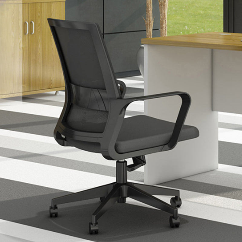 Modern Fixed Arms Office Chair Nylon Black High Back Home Office Chair Clearhalo 'furn' 'furn_office_chair' 'Furniture' 'Office Chairs' 'Office Furniture' 'office_chair' 5801638