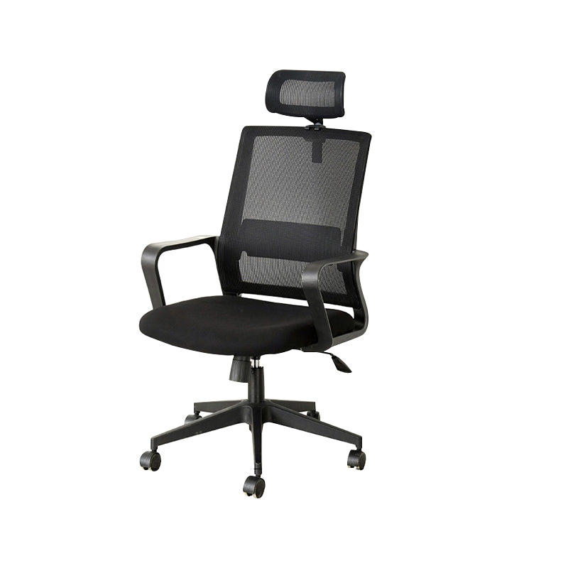 Modern Fixed Arms Office Chair Nylon Black High Back Home Office Chair 1 Piece Casters Included With Headrest Clearhalo 'furn' 'furn_office_chair' 'Furniture' 'Office Chairs' 'Office Furniture' 'office_chair' 5801639