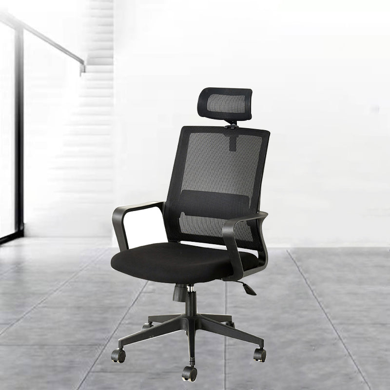 Modern Fixed Arms Office Chair Nylon Black High Back Home Office Chair Clearhalo 'furn' 'furn_office_chair' 'Furniture' 'Office Chairs' 'Office Furniture' 'office_chair' 5801640