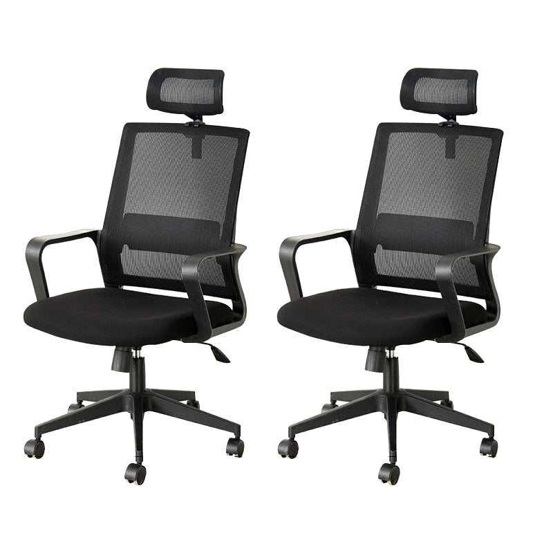 Modern Fixed Arms Office Chair Nylon Black High Back Home Office Chair 2 Piece Set Casters Included With Headrest Clearhalo 'furn' 'furn_office_chair' 'Furniture' 'Office Chairs' 'Office Furniture' 'office_chair' 5801641
