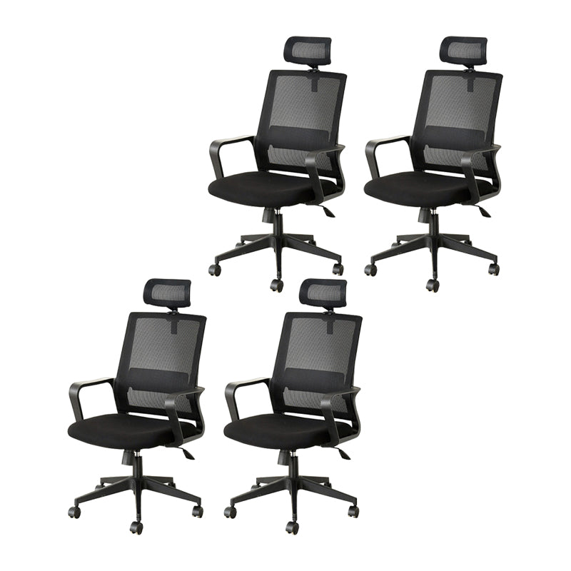 Modern Fixed Arms Office Chair Nylon Black High Back Home Office Chair 4 Piece Set Casters Included With Headrest Clearhalo 'furn' 'furn_office_chair' 'Furniture' 'Office Chairs' 'Office Furniture' 'office_chair' 5801642