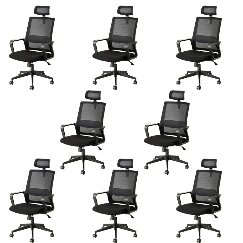 Modern Fixed Arms Office Chair Nylon Black High Back Home Office Chair 8 Piece Set Casters Included With Headrest Clearhalo 'furn' 'furn_office_chair' 'Furniture' 'Office Chairs' 'Office Furniture' 'office_chair' 5801646