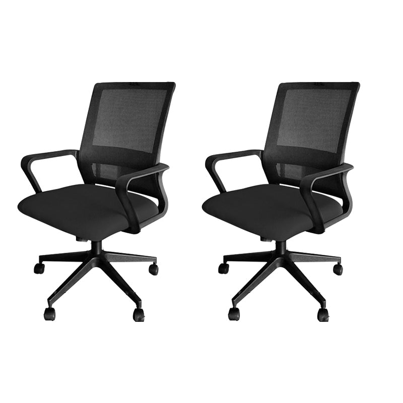 Modern Fixed Arms Office Chair Nylon Black High Back Home Office Chair 2 Piece Set Casters Included Without Headrest Clearhalo 'furn' 'furn_office_chair' 'Furniture' 'Office Chairs' 'Office Furniture' 'office_chair' 5801650