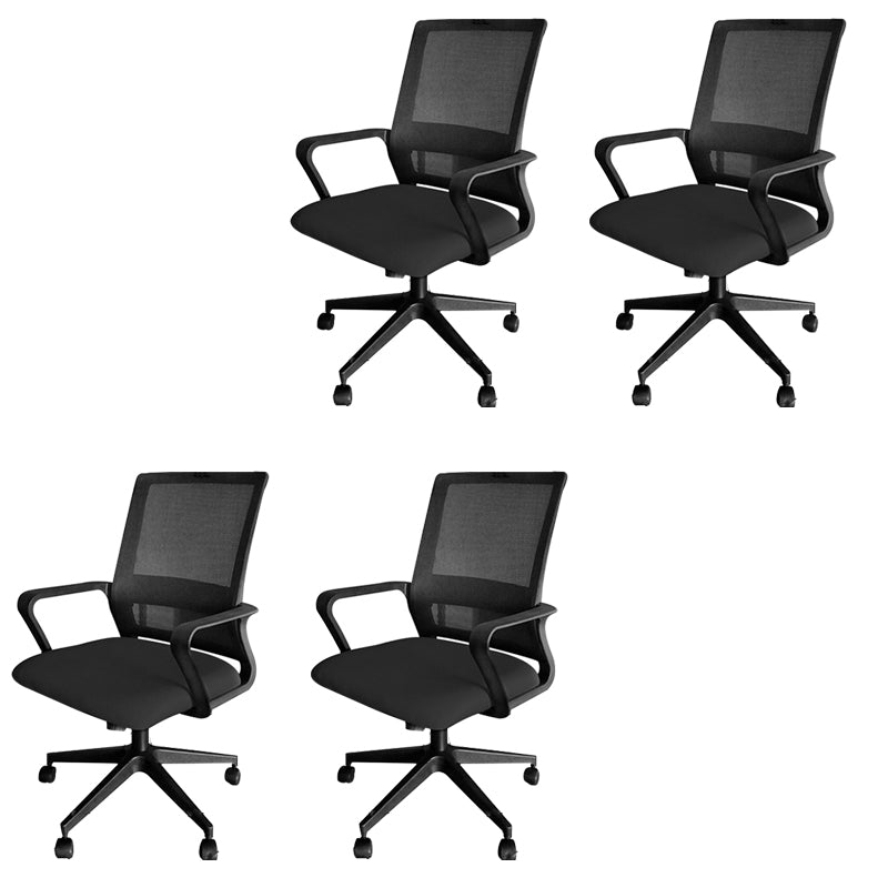 Modern Fixed Arms Office Chair Nylon Black High Back Home Office Chair 4 Piece Set Casters Included Without Headrest Clearhalo 'furn' 'furn_office_chair' 'Furniture' 'Office Chairs' 'Office Furniture' 'office_chair' 5801652