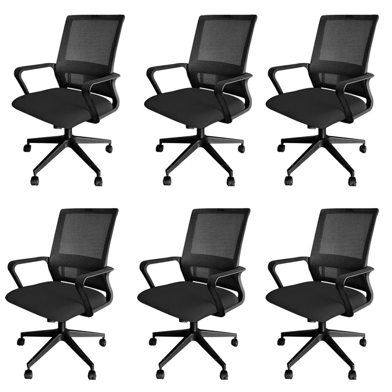 Modern Fixed Arms Office Chair Nylon Black High Back Home Office Chair 6 Piece Set Casters Included Without Headrest Clearhalo 'furn' 'furn_office_chair' 'Furniture' 'Office Chairs' 'Office Furniture' 'office_chair' 5801655