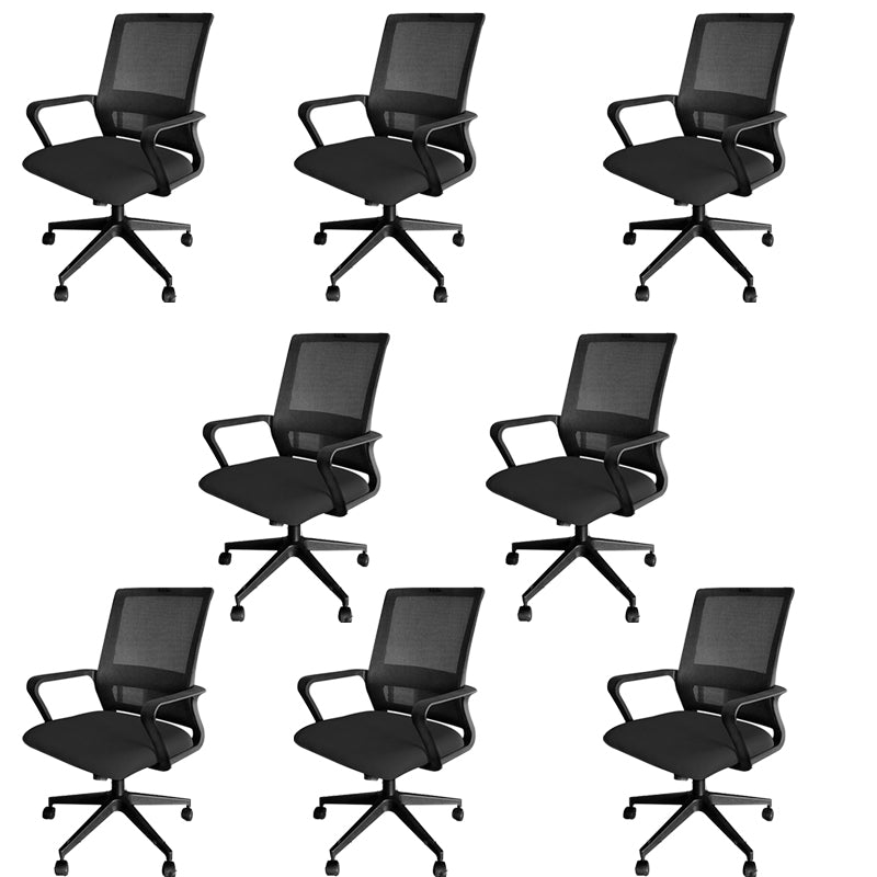 Modern Fixed Arms Office Chair Nylon Black High Back Home Office Chair 8 Piece Set Casters Included Without Headrest Clearhalo 'furn' 'furn_office_chair' 'Furniture' 'Office Chairs' 'Office Furniture' 'office_chair' 5801656