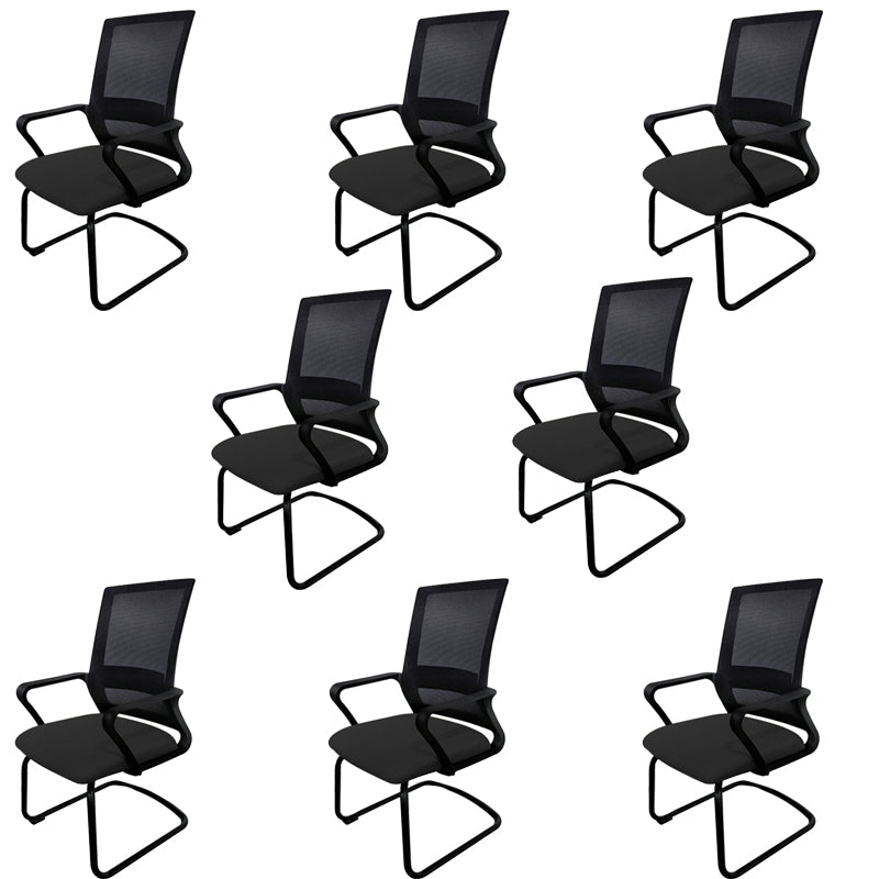 Modern Fixed Arms Office Chair Nylon Black High Back Home Office Chair 8 Piece Set Casters Not Included Without Headrest Clearhalo 'furn' 'furn_office_chair' 'Furniture' 'Office Chairs' 'Office Furniture' 'office_chair' 5801661