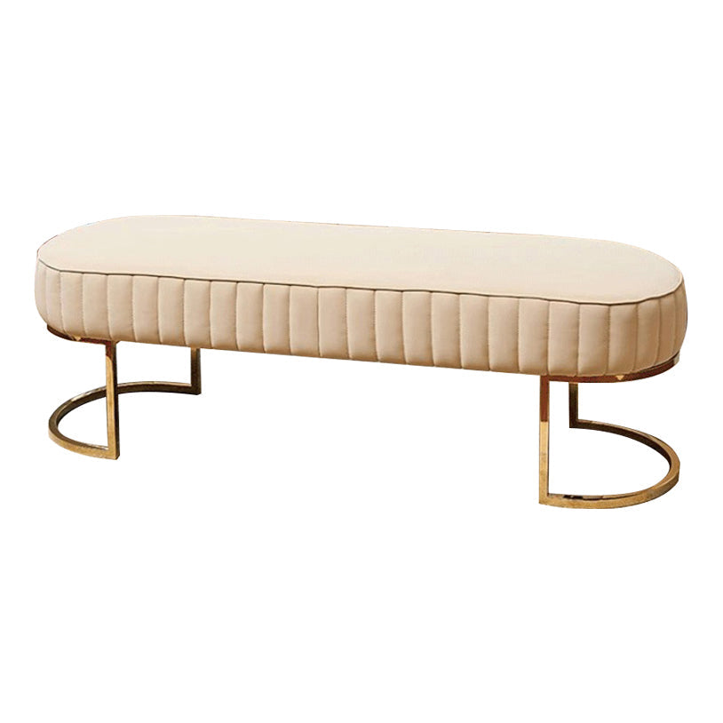 Glam Velvet Foam Bench Solid Color Bench with Legs for Bedroom Off-White Clearhalo 'Benches' 'Chairs & Seating' 'furn' 'furn_benches' 'Furniture' 'Living Room Furniture' 5801693