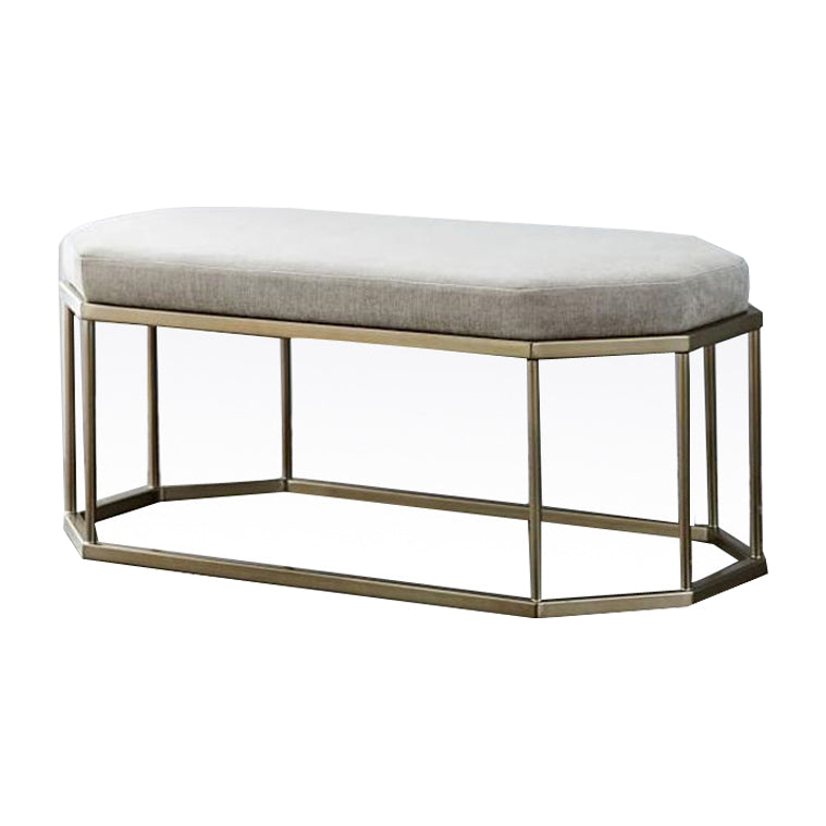 13.8 Inch Wide Cushioned Seating Bench Glam Metal Ottoman Bench Grey Clearhalo 'Benches' 'Chairs & Seating' 'furn' 'furn_benches' 'Furniture' 'Living Room Furniture' 5801705
