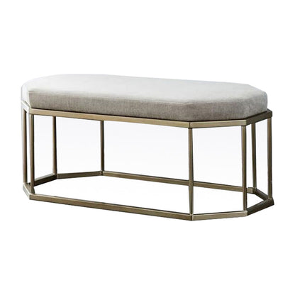 13.8 Inch Wide Cushioned Seating Bench Glam Metal Ottoman Bench Grey Clearhalo 'Benches' 'Chairs & Seating' 'furn' 'furn_benches' 'Furniture' 'Living Room Furniture' 5801705