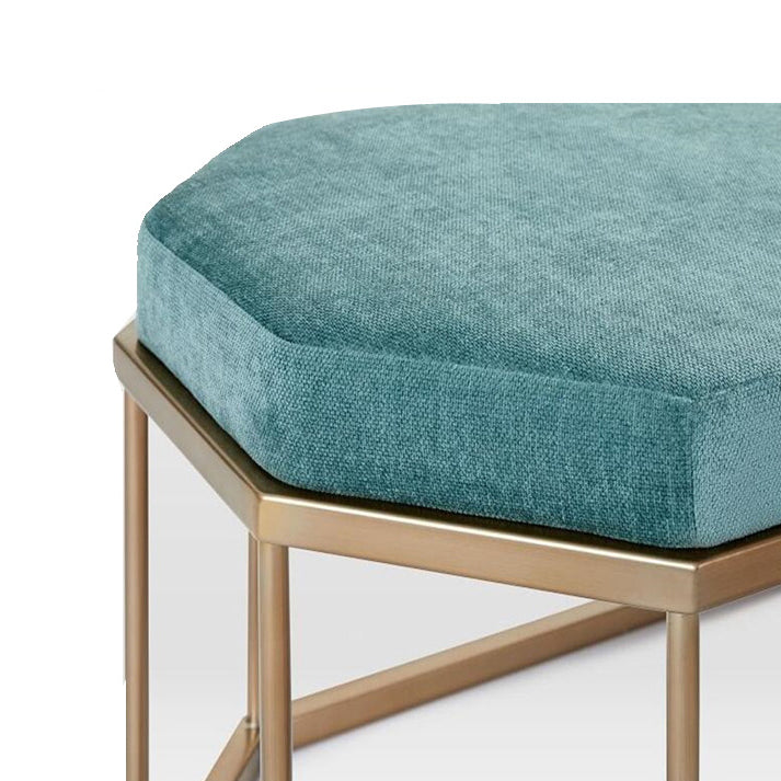 13.8 Inch Wide Cushioned Seating Bench Glam Metal Ottoman Bench Clearhalo 'Benches' 'Chairs & Seating' 'furn' 'furn_benches' 'Furniture' 'Living Room Furniture' 5801708