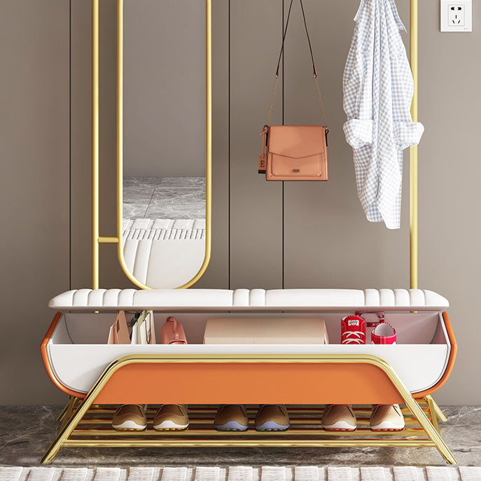 Glam Faux Leather Bench Flip Top Solid Color Bench for Living Room Clearhalo 'Benches' 'Chairs & Seating' 'furn' 'furn_benches' 'Furniture' 'Living Room Furniture' 5801726