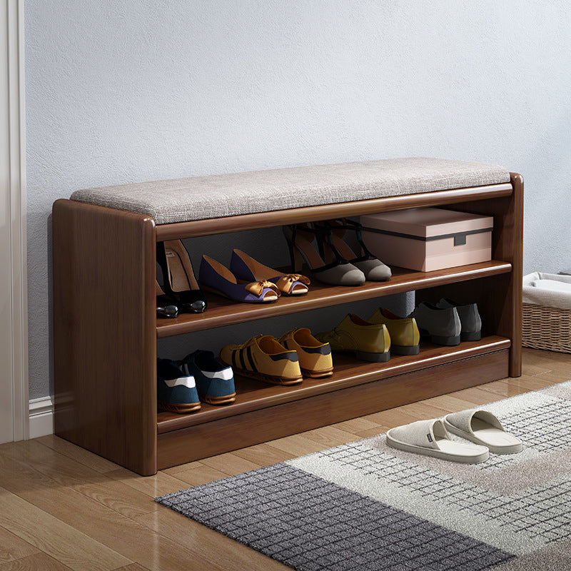 13.78" W Modern Entryway Bench Rubberwood Bench with Shoe Storage Clearhalo 'Benches' 'Chairs & Seating' 'furn' 'furn_benches' 'Furniture' 'Living Room Furniture' 5801750