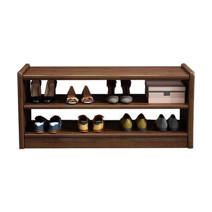13.78" W Modern Entryway Bench Rubberwood Bench with Shoe Storage Nut-Brown Clearhalo 'Benches' 'Chairs & Seating' 'furn' 'furn_benches' 'Furniture' 'Living Room Furniture' 5801759