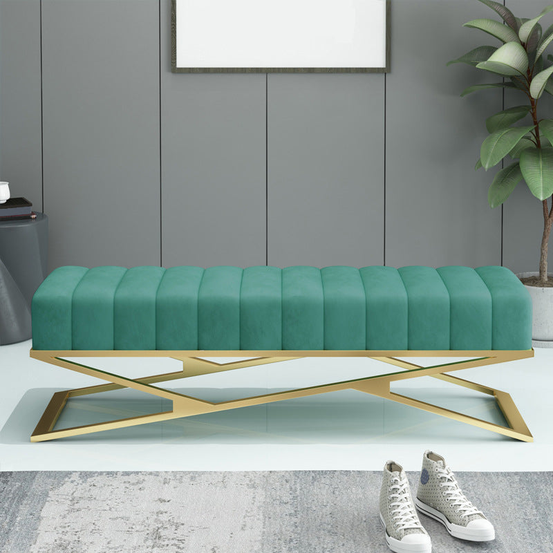 14.96 Inch H Glam Seating Bench Foam Cushioned Bench for Bedroom Blackish Green Clearhalo 'Benches' 'Chairs & Seating' 'furn' 'furn_benches' 'Furniture' 'Living Room Furniture' 5801798