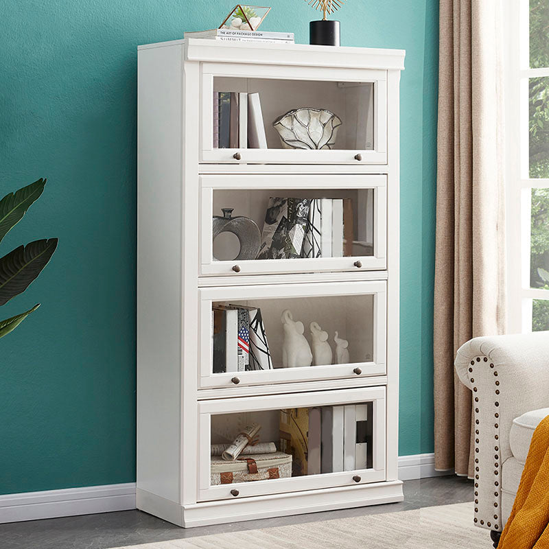 Libreria moderna di stoccaggio chiuso da 12,5 "W White Wohi Legno scaffale con porte di vetro