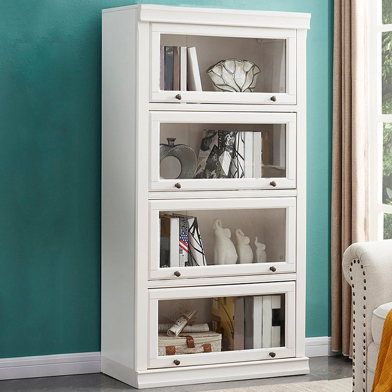 Libreria moderna di stoccaggio chiuso da 12,5 "W White Wohi Legno scaffale con porte di vetro