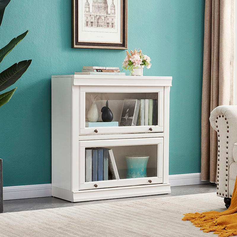 Libreria moderna di stoccaggio chiuso da 12,5 "W White Wohi Legno scaffale con porte di vetro