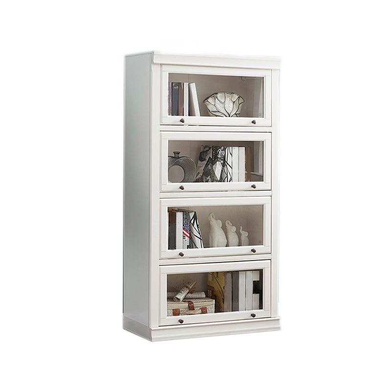 Libreria moderna di stoccaggio chiuso da 12,5 "W White Wohi Legno scaffale con porte di vetro