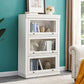 Libreria moderna di stoccaggio chiuso da 12,5 "W White Wohi Legno scaffale con porte di vetro