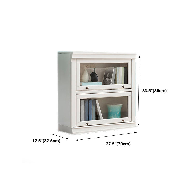 Libreria moderna di stoccaggio chiuso da 12,5 "W White Wohi Legno scaffale con porte di vetro