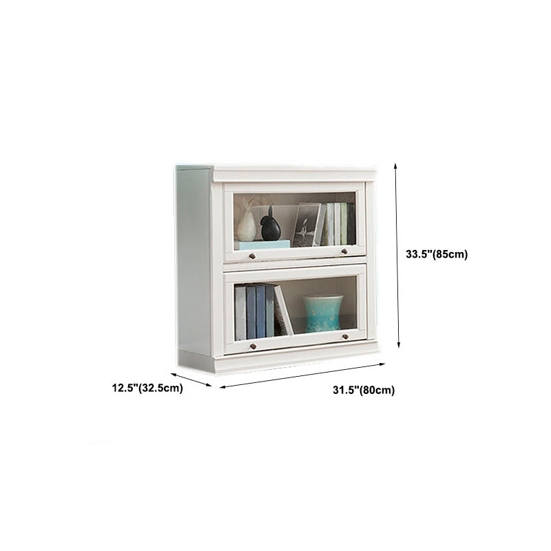 Libreria moderna di stoccaggio chiuso da 12,5 "W White Wohi Legno scaffale con porte di vetro