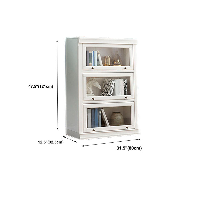 Libreria moderna di stoccaggio chiuso da 12,5 "W White Wohi Legno scaffale con porte di vetro