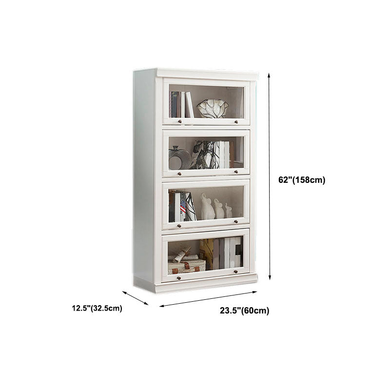 Libreria moderna di stoccaggio chiuso da 12,5 "W White Wohi Legno scaffale con porte di vetro