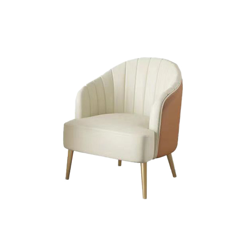 Glam Style 25.6" Wide Sloped Arms Sewn Pillow Back Armchair . White-Saffron 1 Piece Clearhalo 'Accent Chairs' 'accent_chairs' 'Chairs & Seating' 'furn' 'furn_accent_chairs' 'Furniture' 'Living Room Furniture' 5802552