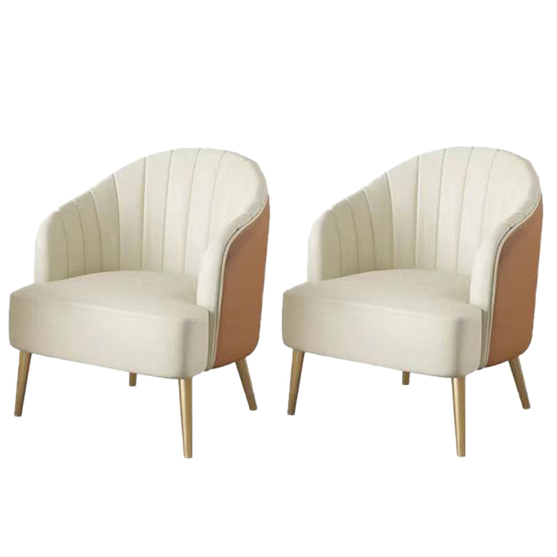 Glam Style 25.6" Wide Sloped Arms Sewn Pillow Back Armchair . White-Saffron 2 Piece Set Clearhalo 'Accent Chairs' 'accent_chairs' 'Chairs & Seating' 'furn' 'furn_accent_chairs' 'Furniture' 'Living Room Furniture' 5802553