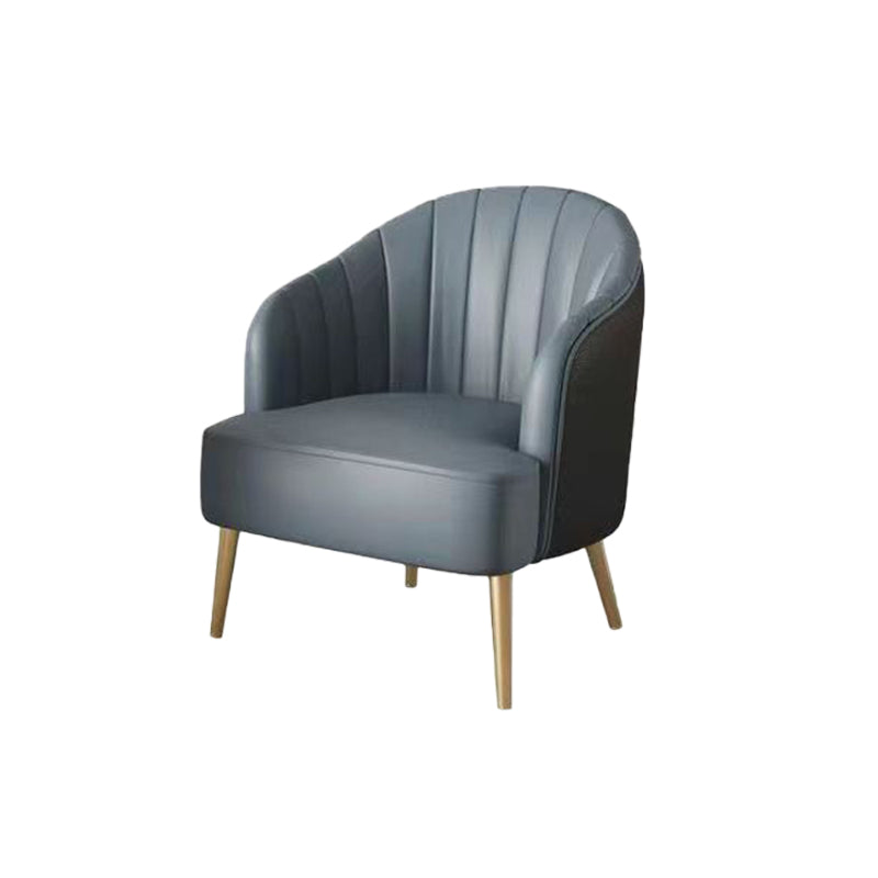 Glam Style 25.6" Wide Sloped Arms Sewn Pillow Back Armchair . Blue-Black 1 Piece Clearhalo 'Accent Chairs' 'accent_chairs' 'Chairs & Seating' 'furn' 'furn_accent_chairs' 'Furniture' 'Living Room Furniture' 5802555