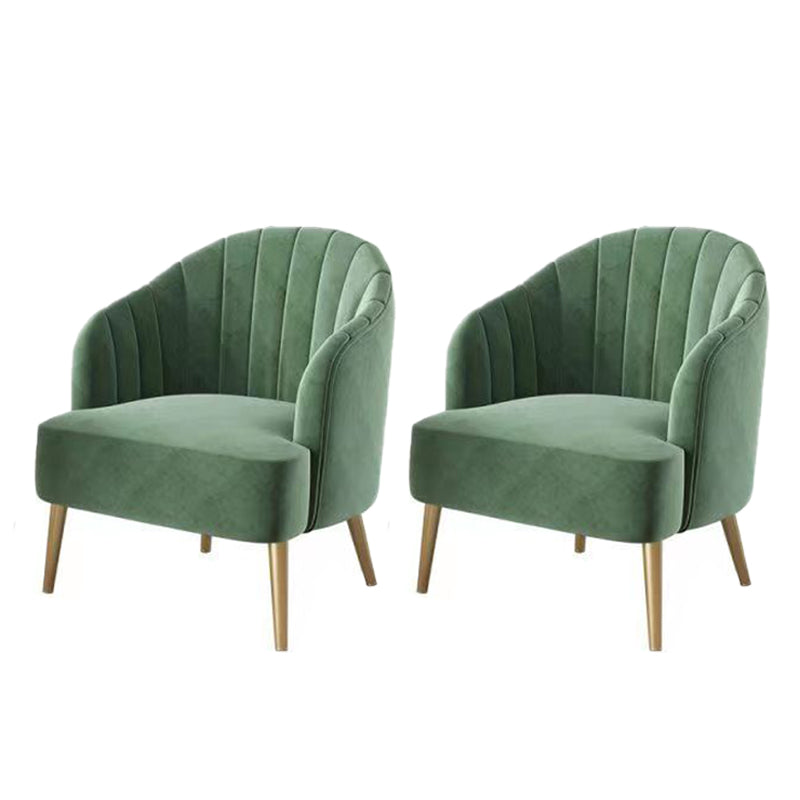 Glam Style 25.6" Wide Sloped Arms Sewn Pillow Back Armchair . Green 2 Piece Set Clearhalo 'Accent Chairs' 'accent_chairs' 'Chairs & Seating' 'furn' 'furn_accent_chairs' 'Furniture' 'Living Room Furniture' 5802561