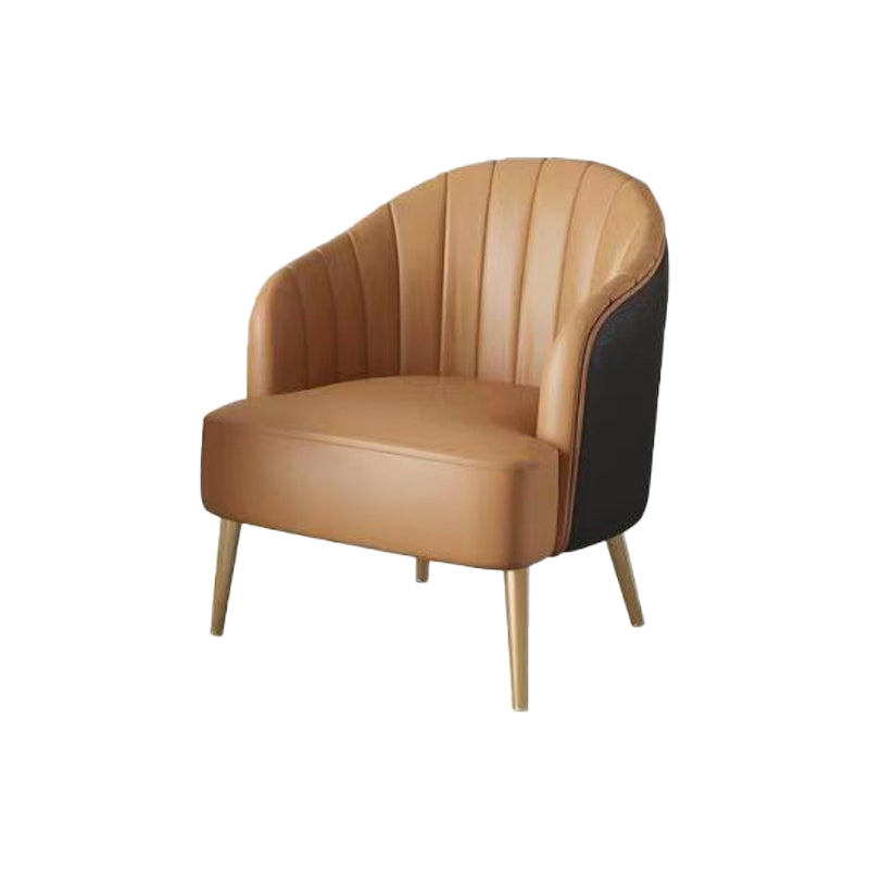 Glam Style 25.6" Wide Sloped Arms Sewn Pillow Back Armchair . Black-Orange 1 Piece Clearhalo 'Accent Chairs' 'accent_chairs' 'Chairs & Seating' 'furn' 'furn_accent_chairs' 'Furniture' 'Living Room Furniture' 5802563