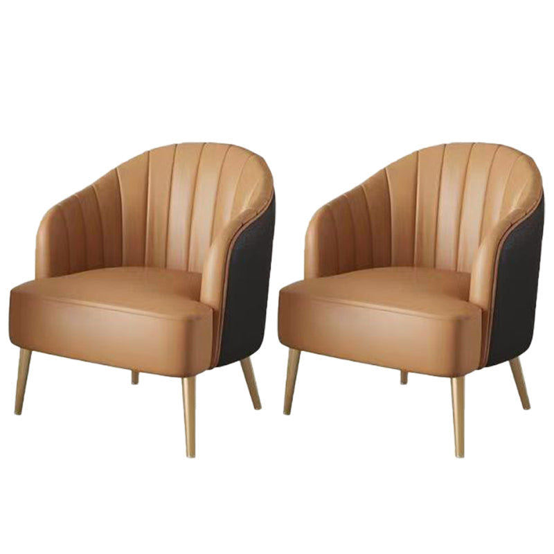 Glam Style 25.6" Wide Sloped Arms Sewn Pillow Back Armchair . Black-Orange 2 Piece Set Clearhalo 'Accent Chairs' 'accent_chairs' 'Chairs & Seating' 'furn' 'furn_accent_chairs' 'Furniture' 'Living Room Furniture' 5802564