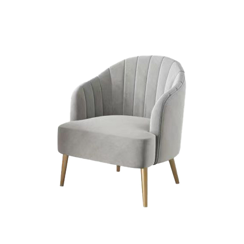 Glam Style 25.6" Wide Sloped Arms Sewn Pillow Back Armchair . Grey 1 Piece Clearhalo 'Accent Chairs' 'accent_chairs' 'Chairs & Seating' 'furn' 'furn_accent_chairs' 'Furniture' 'Living Room Furniture' 5802565