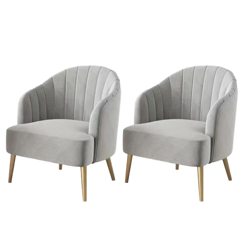 Glam Style 25.6" Wide Sloped Arms Sewn Pillow Back Armchair . Grey 2 Piece Set Clearhalo 'Accent Chairs' 'accent_chairs' 'Chairs & Seating' 'furn' 'furn_accent_chairs' 'Furniture' 'Living Room Furniture' 5802566