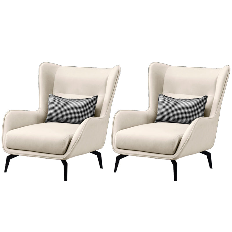 Glam Style with Handrail Leather HandrailMetal Foot Arm Chair with Fixed Backrest