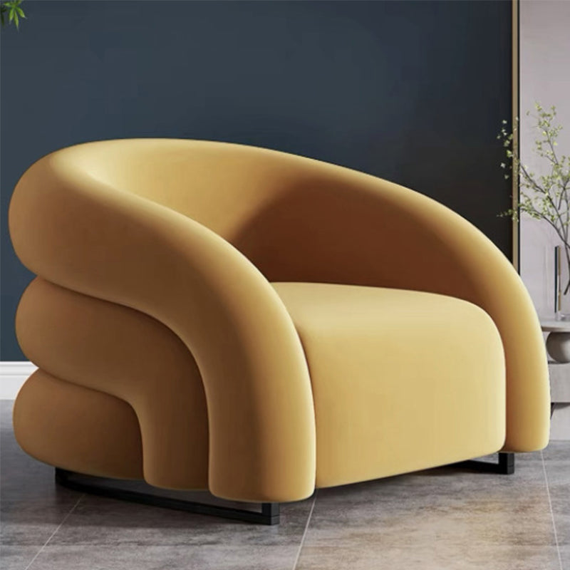 Nordic Style with Armrest Fabric Armrest Fixed Backrest Accent Chair Yellow Clearhalo 'Accent Chairs' 'accent_chairs' 'Chairs & Seating' 'furn' 'furn_accent_chairs' 'Furniture' 'Living Room Furniture' 5802654