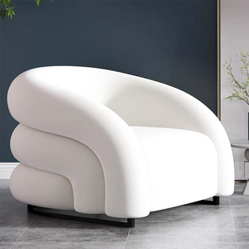 Nordic Style with Armrest Fabric Armrest Fixed Backrest Accent Chair White Clearhalo 'Accent Chairs' 'accent_chairs' 'Chairs & Seating' 'furn' 'furn_accent_chairs' 'Furniture' 'Living Room Furniture' 5802657