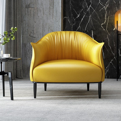 Sedia a braccio di materiale in pelle in pelle in pelle moderna con una gobba