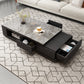 Pedestal Base Coffee Table with 3 Storage Drawers and Shelf in Grey Clearhalo 'Coffee & Accent Tables' 'Coffee Tables' 'coffee_tables' 'furn' 'furn_coffee_tables' 'Furniture' 'Living Room Furniture' 5802764