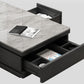 Pedestal Base Coffee Table with 3 Storage Drawers and Shelf in Grey Clearhalo 'Coffee & Accent Tables' 'Coffee Tables' 'coffee_tables' 'furn' 'furn_coffee_tables' 'Furniture' 'Living Room Furniture' 5802768