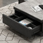 Pedestal Base Coffee Table with 3 Storage Drawers and Shelf in Grey Clearhalo 'Coffee & Accent Tables' 'Coffee Tables' 'coffee_tables' 'furn' 'furn_coffee_tables' 'Furniture' 'Living Room Furniture' 5802769