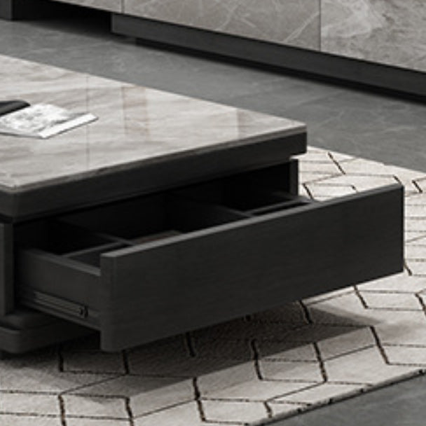 Pedestal Base Coffee Table with 3 Storage Drawers and Shelf in Grey Clearhalo 'Coffee & Accent Tables' 'Coffee Tables' 'coffee_tables' 'furn' 'furn_coffee_tables' 'Furniture' 'Living Room Furniture' 5802770