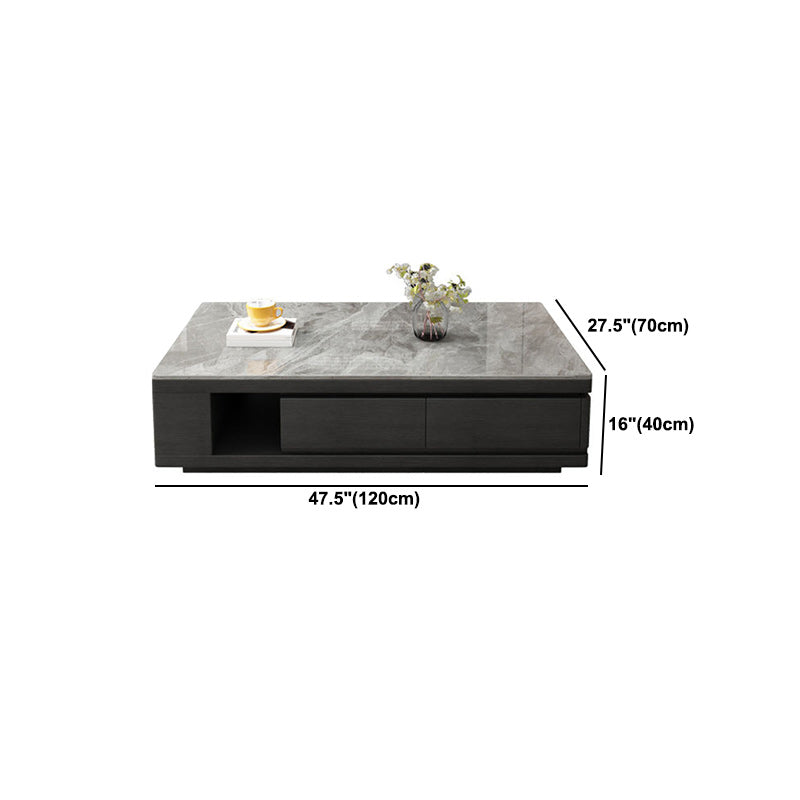 Pedestal Base Coffee Table with 3 Storage Drawers and Shelf in Grey Clearhalo 'Coffee & Accent Tables' 'Coffee Tables' 'coffee_tables' 'furn' 'furn_coffee_tables' 'Furniture' 'Living Room Furniture' 5802772