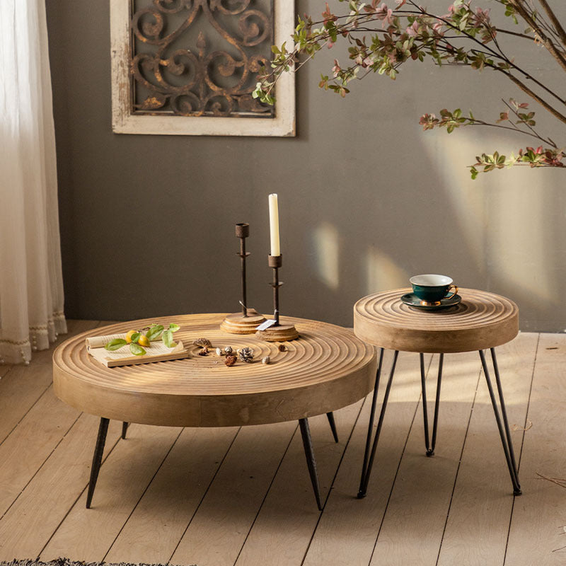 Rustic Style Coffee Cocktail Table 3 Legs Wooden Round Coffee Table Clearhalo 'Coffee & Accent Tables' 'Coffee Tables' 'coffee_tables' 'furn' 'furn_coffee_tables' 'Furniture' 'Living Room Furniture' 5802775