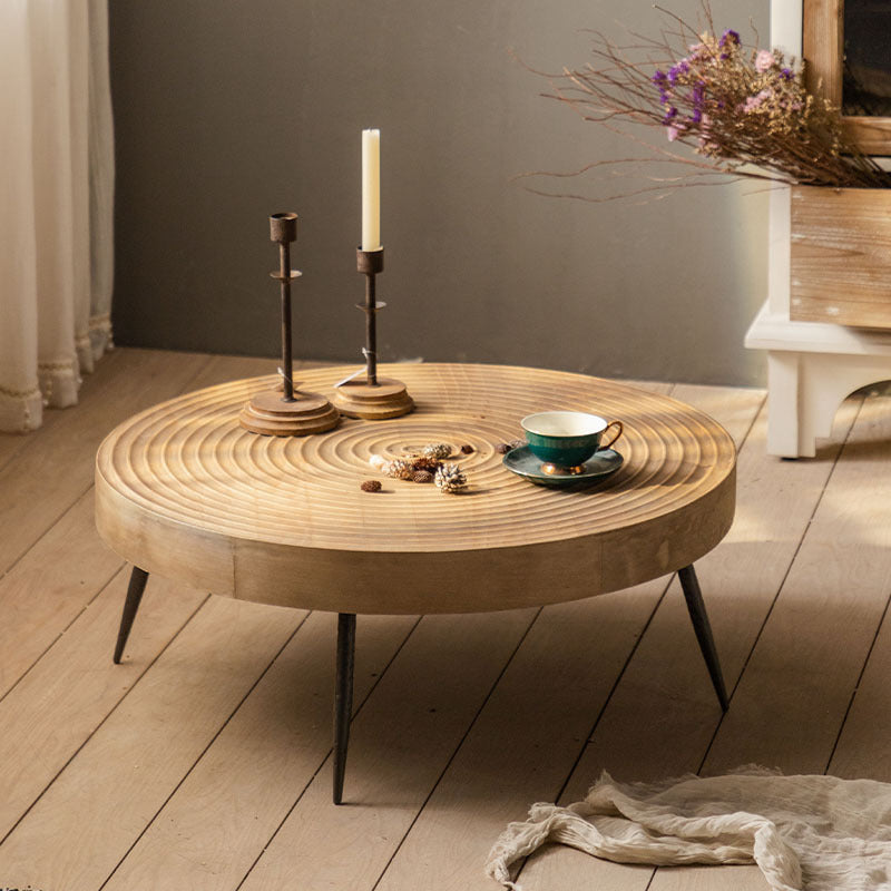 Rustic Style Coffee Cocktail Table 3 Legs Wooden Round Coffee Table Clearhalo 'Coffee & Accent Tables' 'Coffee Tables' 'coffee_tables' 'furn' 'furn_coffee_tables' 'Furniture' 'Living Room Furniture' 5802778